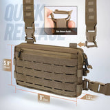 Khaki Minimalist Tactical Chest Rig - Lightweight Recon Pouch with Laser-Cut MOLLE & Quick-Release Buckles - Front View
