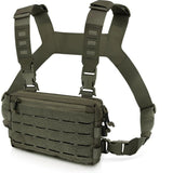 Green Minimalist Tactical Chest Rig - Lightweight Recon Pouch with Laser-Cut MOLLE & Quick-Release Buckles