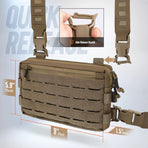 Green Minimalist Tactical Chest Rig - Lightweight Recon Pouch with Laser-Cut MOLLE & Quick-Release Buckles