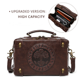 Retro Steampunk Satchel Bag with Decorative Clock & Gears - Gothic Crossbody Purse - Front View