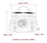 Retro Steampunk Satchel Bag with Decorative Clock & Gears - Gothic Crossbody Purse - Side View