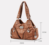 Wine Red Vintage Soft Leather Hobo Bag for Women - Multi-Pocket Shoulder Purse & Crossbody Handbag