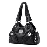 Black Vintage Soft Leather Hobo Bag for Women - Multi-Pocket Shoulder Purse & Crossbody Handbag