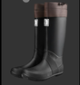 40# Black Foldable Knee-High Rain Boots - Packable Waterproof Non-Slip Wellies for Travel & Festivals