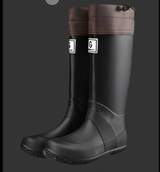 41# Black Foldable Knee-High Rain Boots - Packable Waterproof Non-Slip Wellies for Travel & Festivals