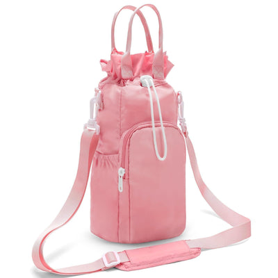Pink Protective Crossbody Water Bottle Holder with Pockets, Fits 40oz Stanley Tumbler