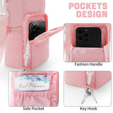 Pink Protective Crossbody Water Bottle Holder with Pockets, Fits 40oz Stanley Tumbler - Side View