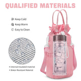 Pink Protective Crossbody Water Bottle Holder with Pockets, Fits 40oz Stanley Tumbler - Top-Down View