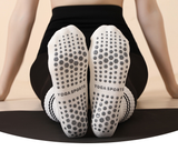 White (3-Pack) Unisex Striped Non-Slip Grip Socks - Cotton Crew Socks for Yoga, Pilates & Home Workouts - Front View