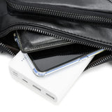 Black Men's Leather Sling Backpack - Casual Crossbody Chest Bag - Side View