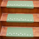 3-Pack Green Non-Slip Luminous Stair Treads - Self-Adhesive Pet Paw Print Stair Mats 55x22x4.5cm