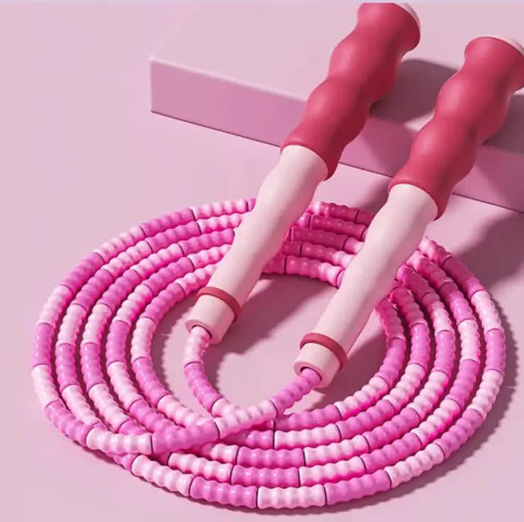 10 Pcs Pink Soft Beaded Jump Ropes, Tangle-Free Beaded Jump Rope - Adjustable Segmented Skipping Rope for Kids & Adults Fitness