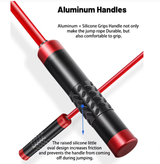 Red Weighted Jump Rope for Workout Fitness - Thick 9mm Cable for Intense Fitness, Strength & Cardio Workout - Side View