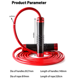Black Weighted Jump Rope for Workout Fitness - Thick 9mm Cable for Intense Fitness, Strength & Cardio Workout - Front View