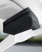 Black 2-Pack  Luxury Faux Suede Car Tissue Box - Visor Clip & Strap for Armrest or Seat Back