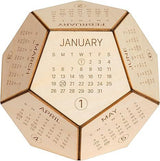 Unique Geometric Wooden Perpetual Desk Calendar - Manual DIY Block Calendar for Home & Office - Front View