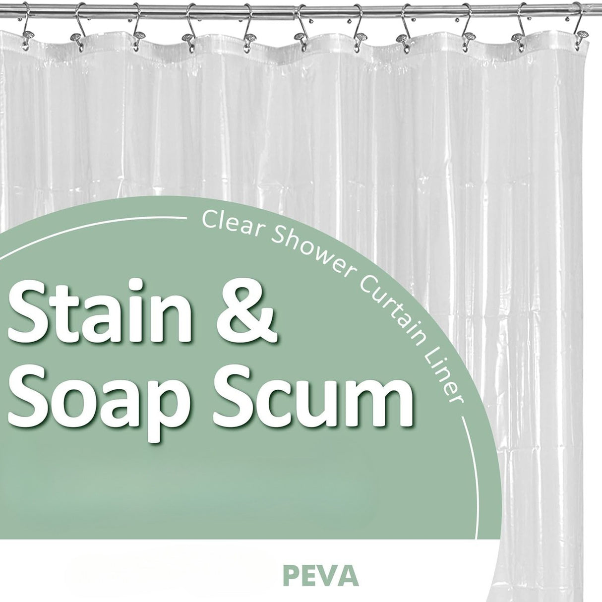 Heavy-Duty Clear PEVA Shower Curtain Liner with 3 Magnets - Waterproof & Easy-Clean Bathroom Liner with Hooks