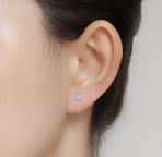 8mm  (4-Pair Set) Minimalist C-Shaped Hoop Earrings with CZ Studs - S999 Sterling Silver