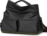 Black Large Capacity Waterproof Tote Bag - Convertible Crossbody Messenger for Gym, Travel & Work