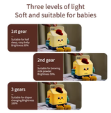 Adorable Milk Carton LED Night Light - USB Rechargeable Silicone Lamp with Tap Control, Timer & 3 Brightness Levels - Top-Down View