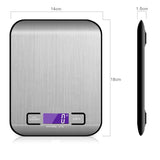 Silver Ultra-Slim Rechargeable Digital Kitchen Scale - Stainless Steel Food & Baking Scale with LCD Display (5kg/1g) - Front View