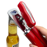 Red (2-Pack) Heavy-Duty Manual Can Opener - Ergonomic 3-in-1 Tool with Stainless Steel Cutter & Bottle Opener - Side View
