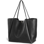 Black Classic Oversized Tote Bag - Soft Faux Leather Shoulder Purse for Work, Travel & Everyday Use