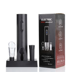 Complete Electric Wine Opener Gift Set - Rechargeable Corkscrew with Foil Cutter, Pourer, Vacuum Stopper & Charging Base