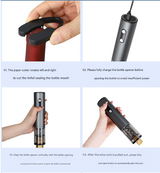 Complete Electric Wine Opener Gift Set - Rechargeable Corkscrew with Foil Cutter, Pourer, Vacuum Stopper & Charging Base - Front View