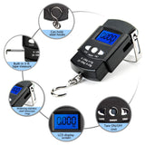 Heavy-Duty Digital Hanging Scale (2-Pack) - 50kg Portable Luggage & Fishing Scale with Backlit LCD - Side View
