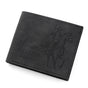 3-PCS Black Menbense Fashion Leather Wallet Set - Vintage Hunter Design Bi-Fold Wallet with Card Slots