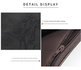 3-PCS Black Menbense Fashion Leather Wallet Set - Vintage Hunter Design Bi-Fold Wallet with Card Slots - Side View