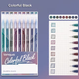 Colorful Black 9PCS/Set Languo Dopamine Gel Pen Set - Vibrant Multi-Color Writing Instruments for Creativity