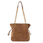 Brown Chic Suede Hobo Bag for Women - Versatile Tote with Drawstring, Large Capacity Commuter Bucket Bag