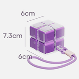 Multicolor 8-Grid Magic Cube Pill Box with Lanyard - Portable Weekly Sealed Tablet Organizer & Dispenser - Rear View