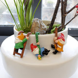 Resin Dwarf Garden Ornaments - Pastoral Succulent Planter & Hanging Pot Decorations - Front View