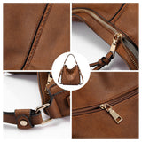 Brown Fashion Large Capacity Handbag - European & American Casual Crossbody Bag, Solid Color Zipper Women's Shoulder Bag