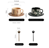 Black Camellia Elegant Ceramic Coffee Cup & Saucer Set - Couples Gift Box, Premium Wedding & Bridesmaid Favor, High-End Exquisite Design - Front View