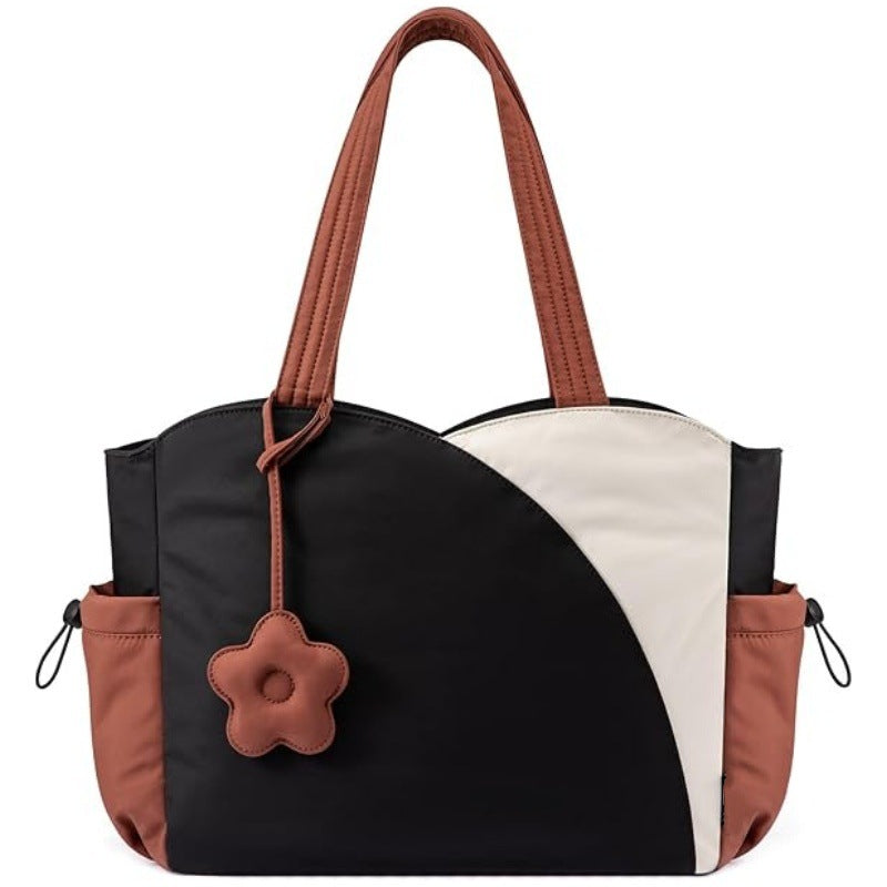 Brown Stylish 16-inch Women's Tote Bag - Teacher & Nurse Puffer Work Bag, Travel & Daily Handbag with Cup Holders