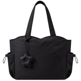 Black Stylish 16-inch Women's Tote Bag - Teacher & Nurse Puffer Work Bag, Travel & Daily Handbag with Cup Holders