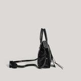 Edgy Chic Rivet Motorcycle Bag - High-Fashion Shoulder Crossbody Handbag for Women (37.5x10x23 cm) - Front View