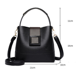 Black Versatile Bucket Bag - Stylish Trend Shoulder Handbag with Large Capacity Crossbody for Women (21x10x30 cm) - Front View