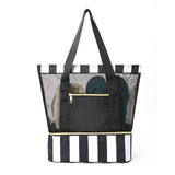 Black 2-in-1 Large Capacity Beach Bag - Portable Swim & Travel Tote with Insulated Cooler (45x17x40 cm)