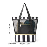 Black 2-in-1 Large Capacity Beach Bag - Portable Swim & Travel Tote with Insulated Cooler (45x17x40 cm) - Front View