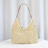 Beige Stylish Woven Shoulder Bag - Fashionable Versatile Handbag & Crossbody Straw Beach Tote (39x27x39 cm)