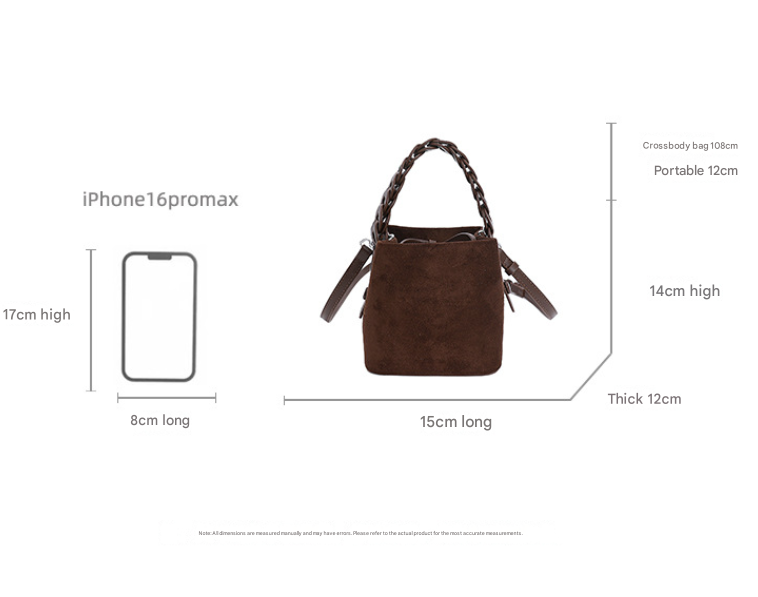 Yellow Retro Maillard Brown Mini Bag - 2025 New Casual Versatile Women's Crossbody & Exquisite Braided Handle Bucket Bag (15x12x14 cm)