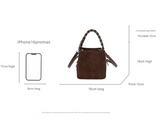 Yellow Retro Maillard Brown Mini Bag - 2025 New Casual Versatile Women's Crossbody & Exquisite Braided Handle Bucket Bag (15x12x14 cm)