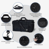 Large Capacity Foldable Travel Duffle Bag - Detachable Shoulder Strap, Gym & Yoga Storage, Business Luggage & Sports Bag (24.5x11.5x14 inches) - Front View