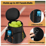 Black Versatile Tennis Baseball Lacrosse Bag with Multiple Pockets - Portable Black Design - Side View