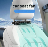 Black Car Seat Headrest Fan - USB Powered Bladeless Rear Seat Fan for Vehicle Cooling (175x75x34mm) - Front View